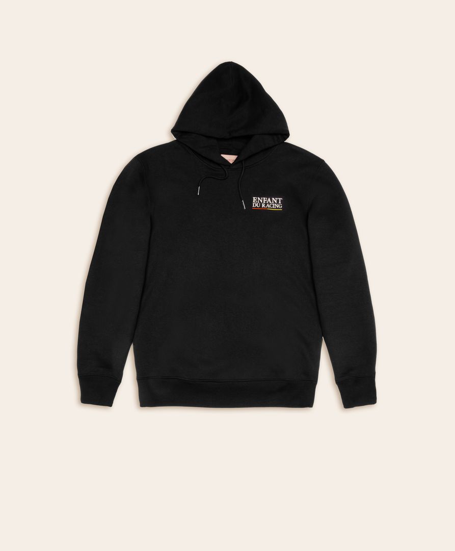 Sweat à capuche noir Enfant du Racing au design minimaliste, adapté aussi bien au quotidien qu'aux matchs.